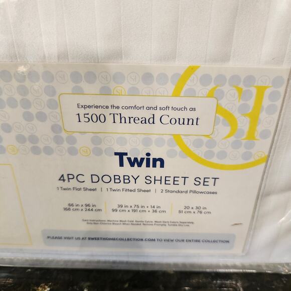 Dobby Stripe Sheets - 4 Piece 1500ct Fine Brushed Microfiber Deep Pocket - Twin - Picture 3 of 8